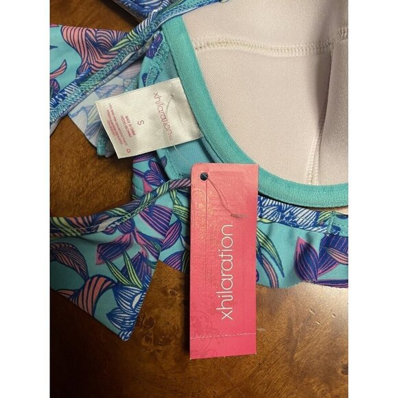 NWT Xhilaration Blue Off The Shoulder Bandeau Bikini Top Swimwear Ladies Small - Picture 6 of 7